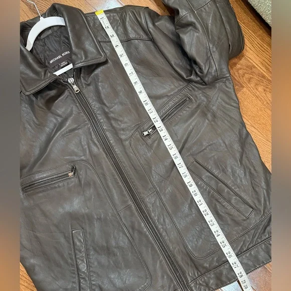 Michael Kors Men's Dark Brown Leather Jacket Coat Multiple Pockets XXL - Picture 16 of 16